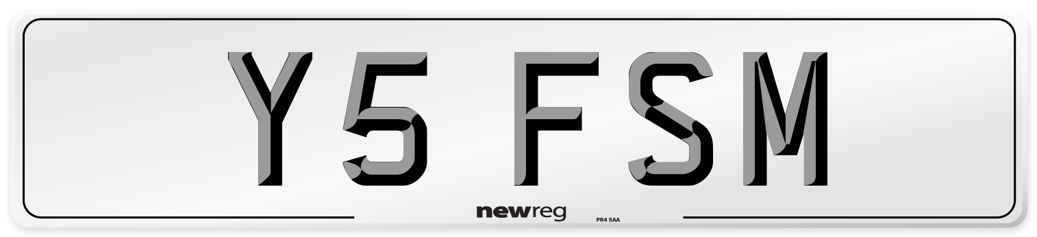 Y5 FSM Number Plate from New Reg